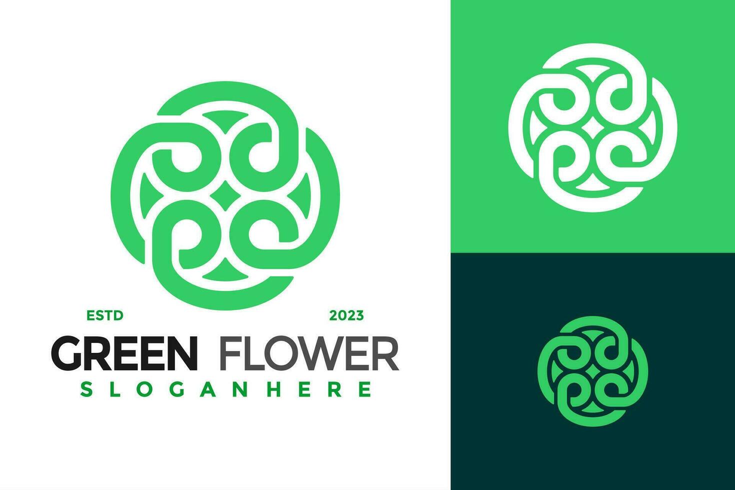 vert fleur logo conception vecteur symbole icône illustration