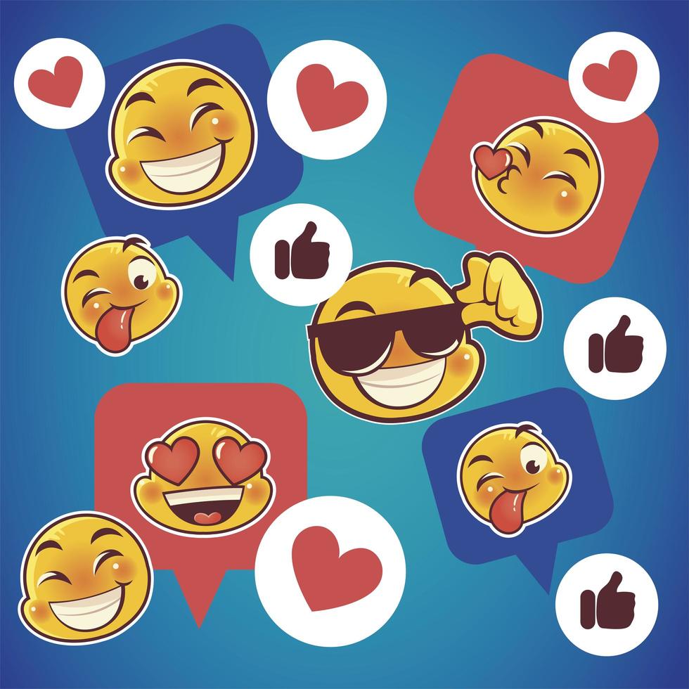 emoji avec différentes réactions pour les médias sociaux et le réseau vecteur