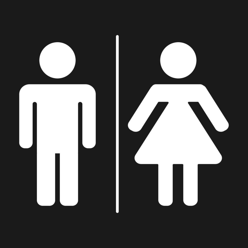 signe de toilettes filles et garçons, icône plate de toilette vecteur