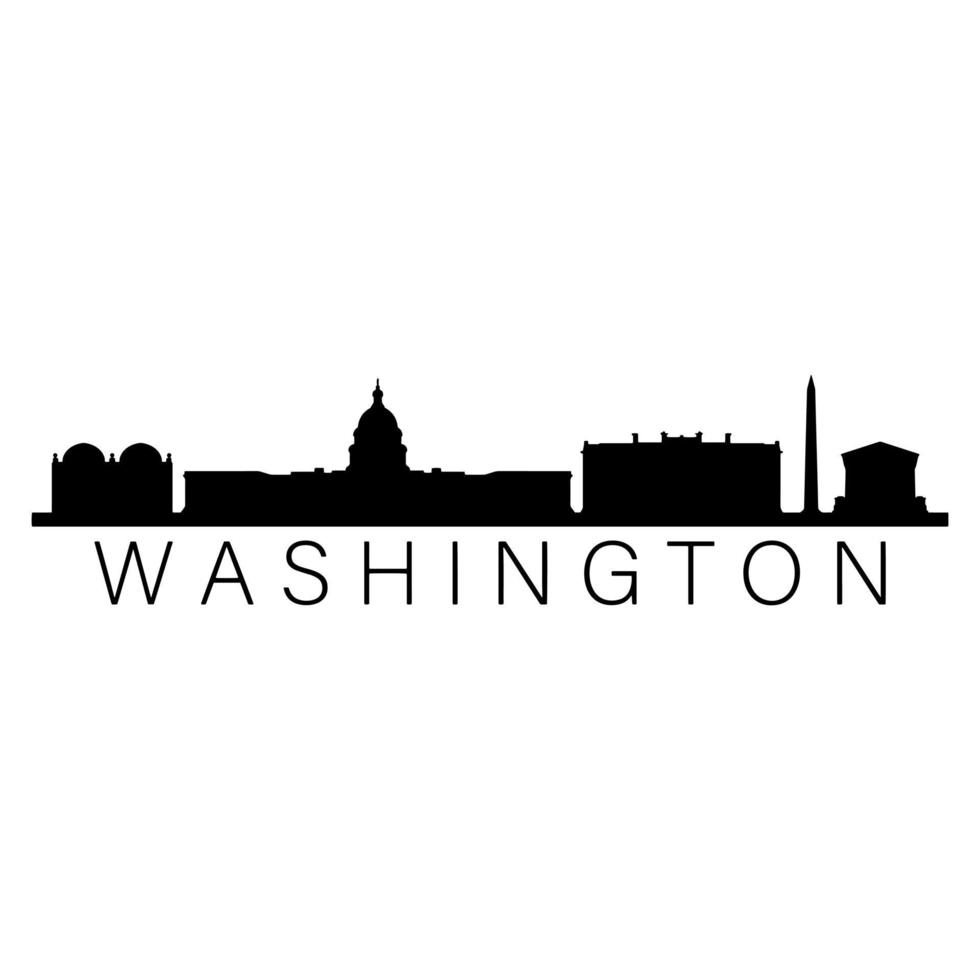 Washington skyline illustré sur fond blanc vecteur