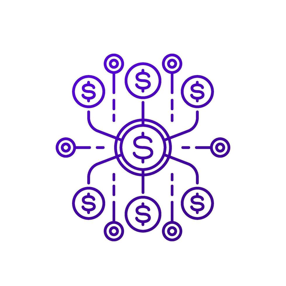 financier les atouts diversification, plusieurs le revenu sources ligne icône vecteur