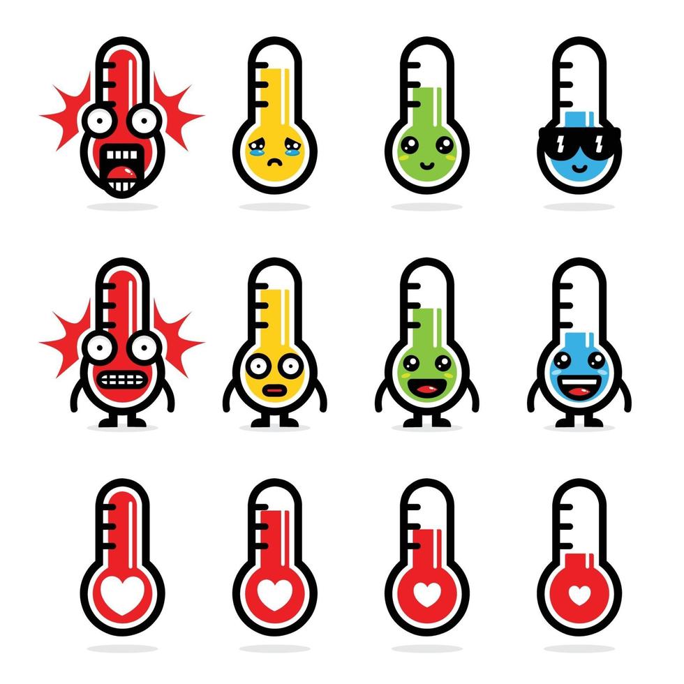 ensemble de conceptions de thermomètre vectoriel drôle