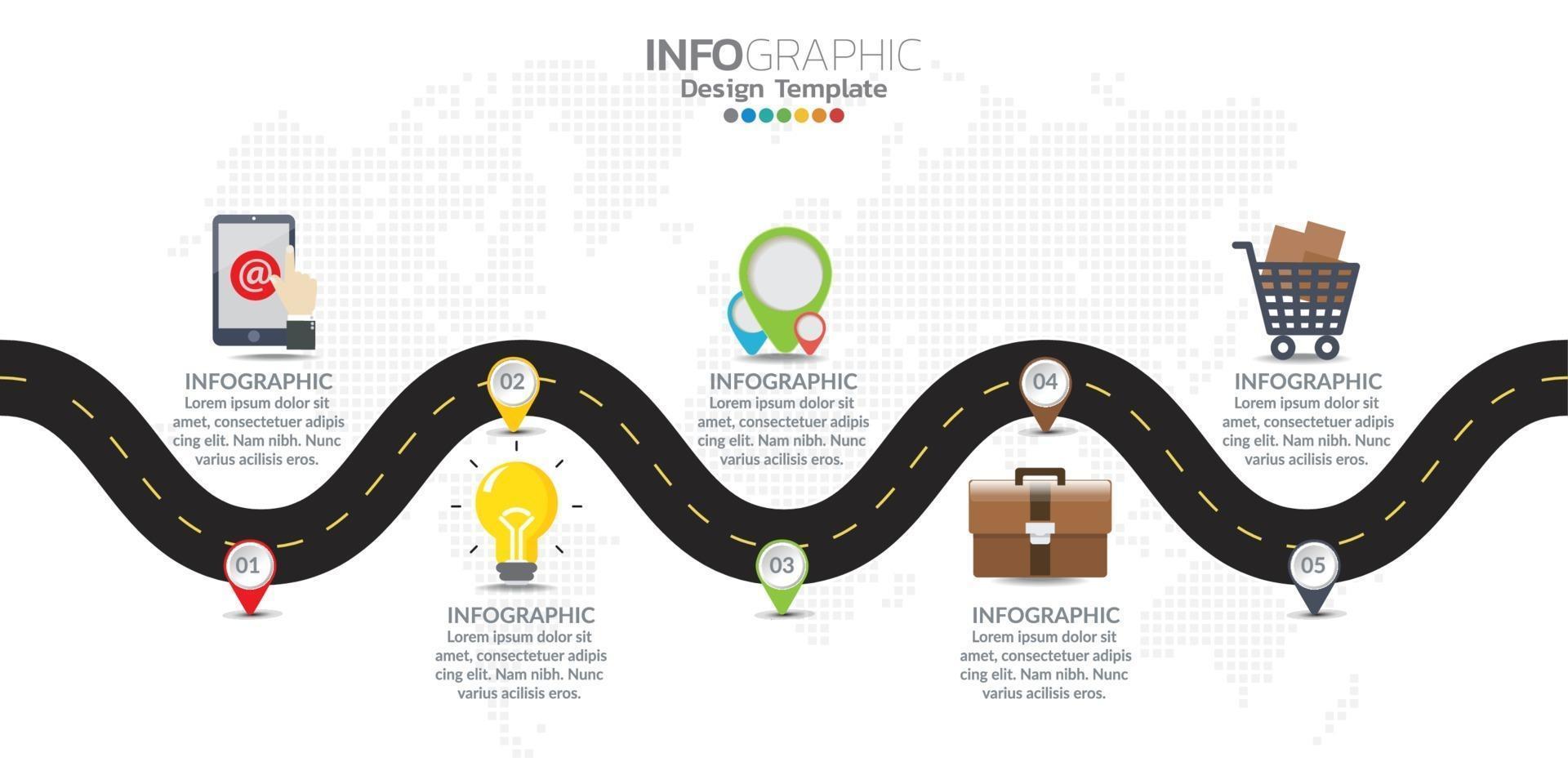 modèle de conception de chronologie d'infographie avec des icônes et une étiquette de texte. vecteur