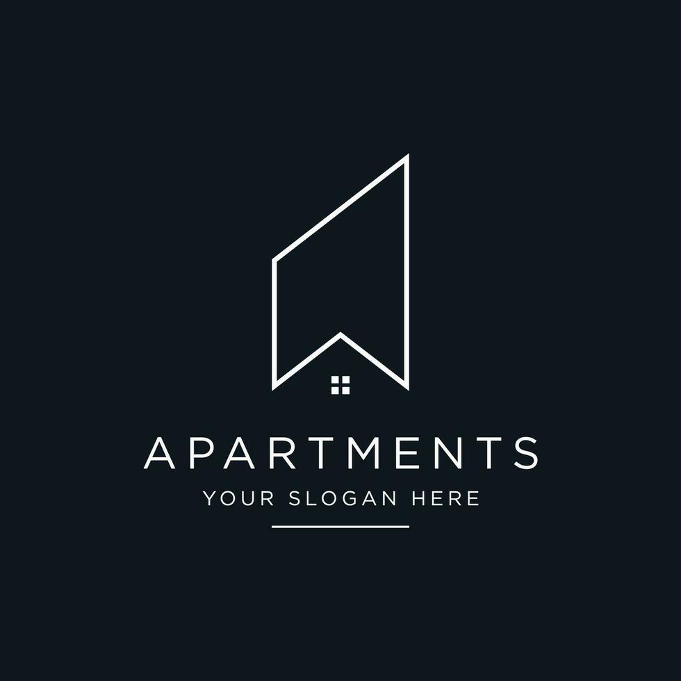 logo conception pour une moderne et luxueux appartement bâtiment ou séjour chez l'habitant. logo pour entreprise, réel domaine, hôtels et architecture. vecteur