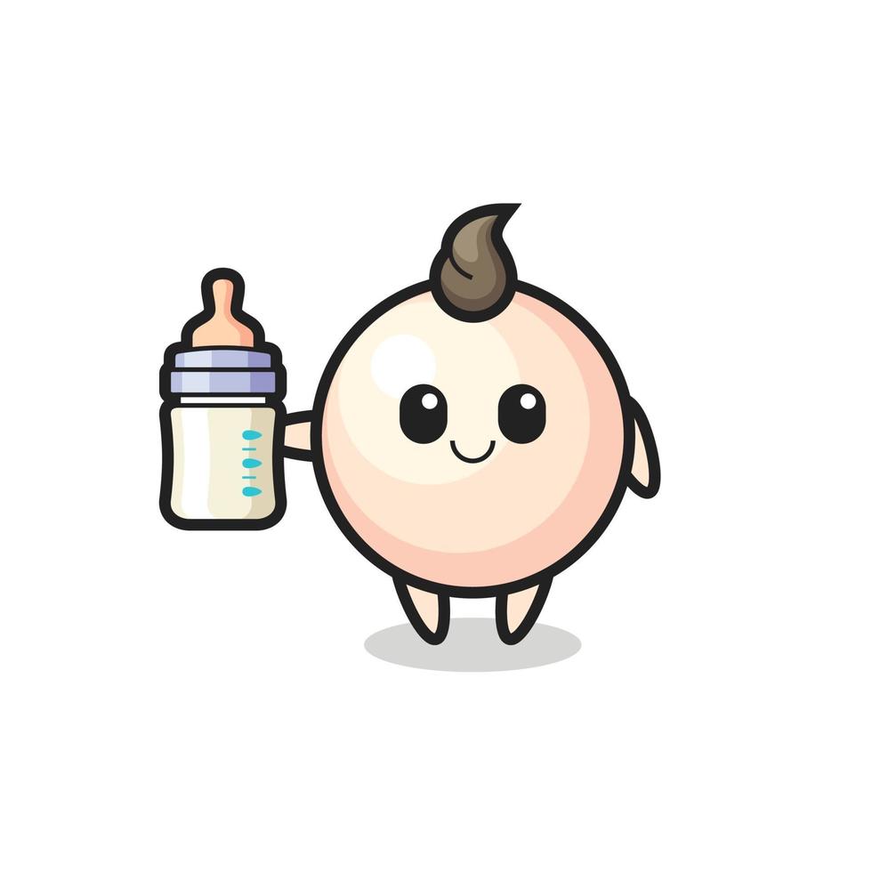 personnage de dessin animé de bébé perle avec une bouteille de lait vecteur