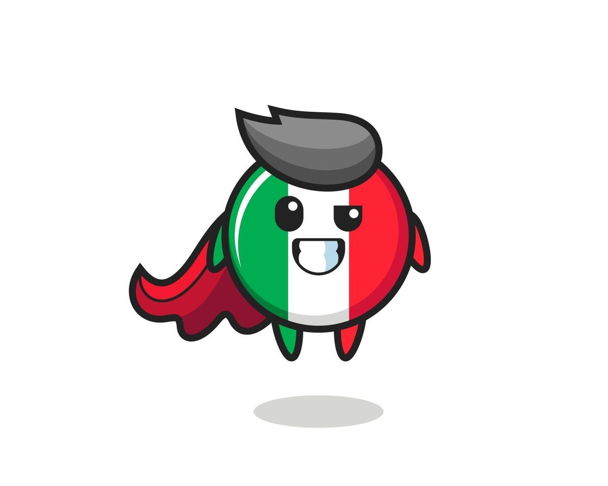 le mignon personnage du drapeau italien en tant que super-héros volant vecteur