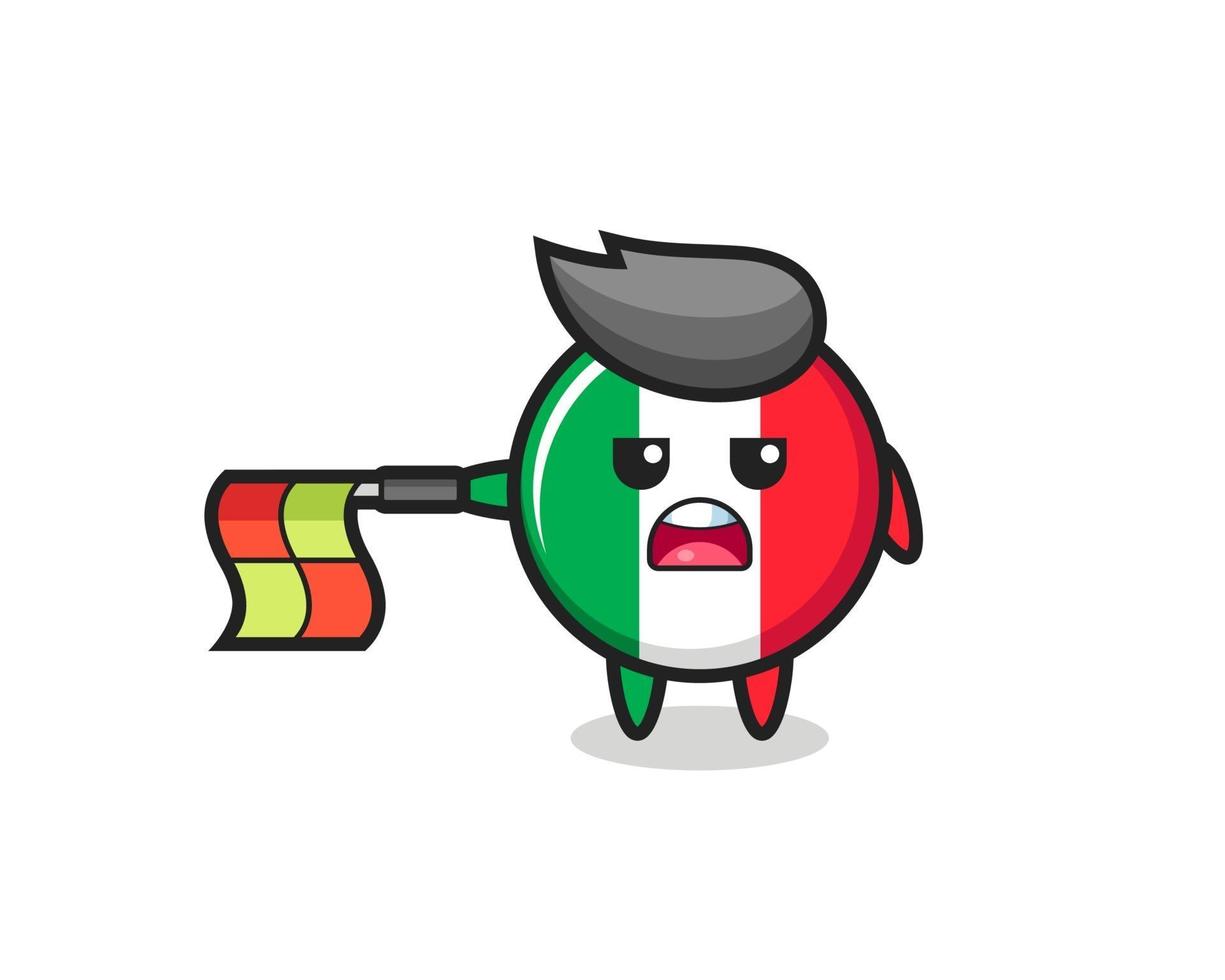 le personnage du drapeau italien en tant que juge de ligne tient le drapeau droit horizontalement vecteur