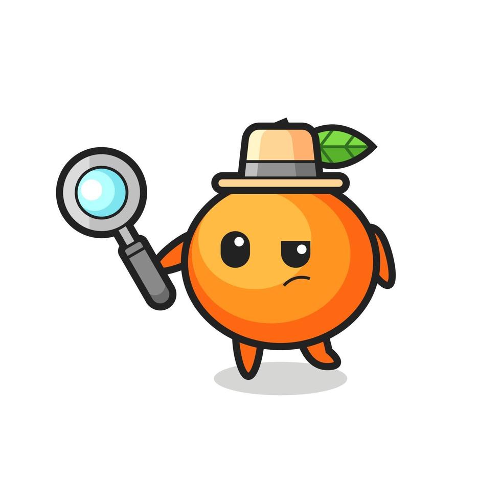 le personnage de détective orange mandarine analyse une affaire vecteur