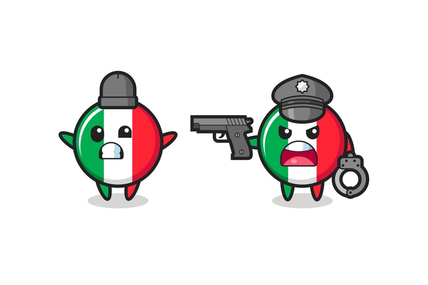 illustration d'un voleur de drapeau italien avec une pose de mains attrapée par la police vecteur