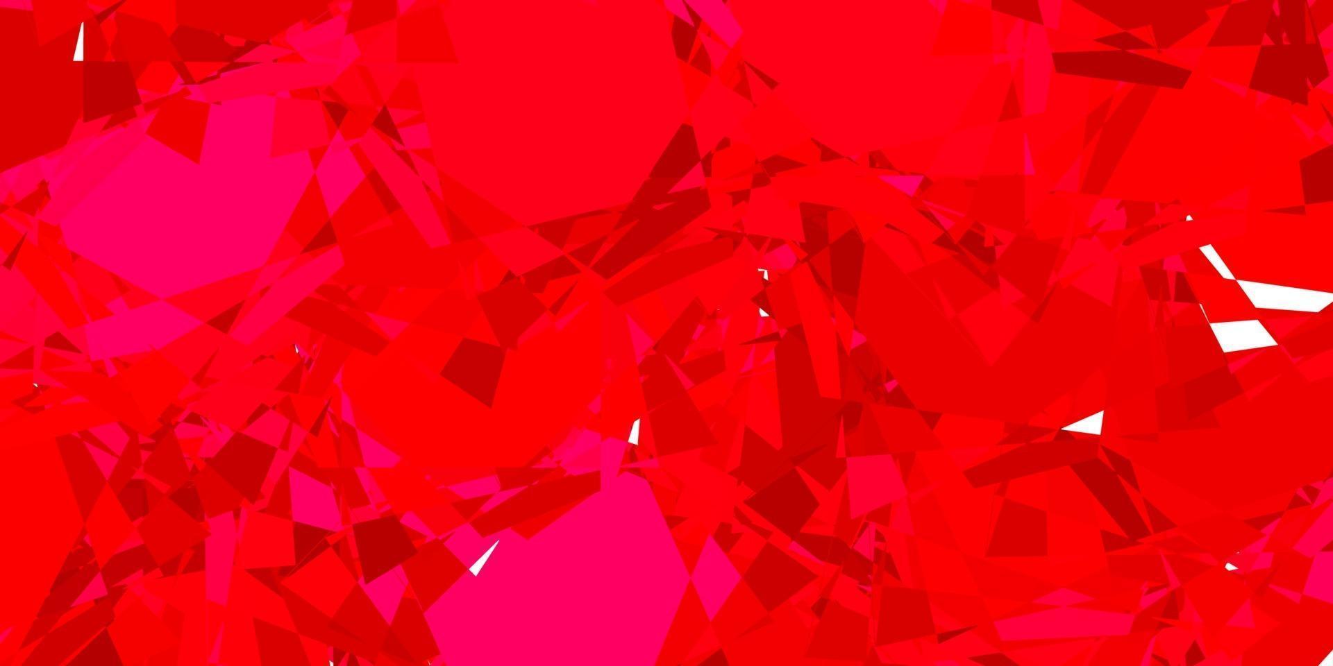 toile de fond de vecteur rose clair, rouge avec des triangles, des lignes.