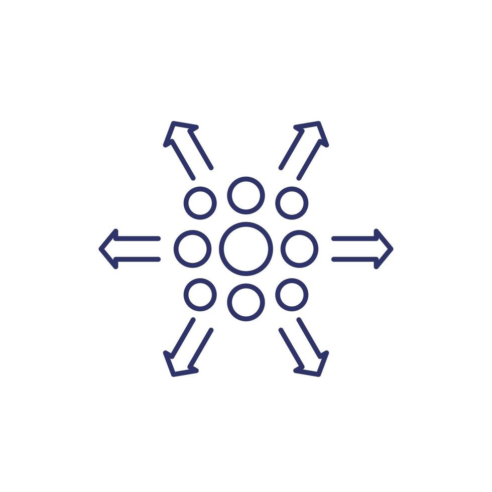 icône de processus de distribution, vecteur de ligne