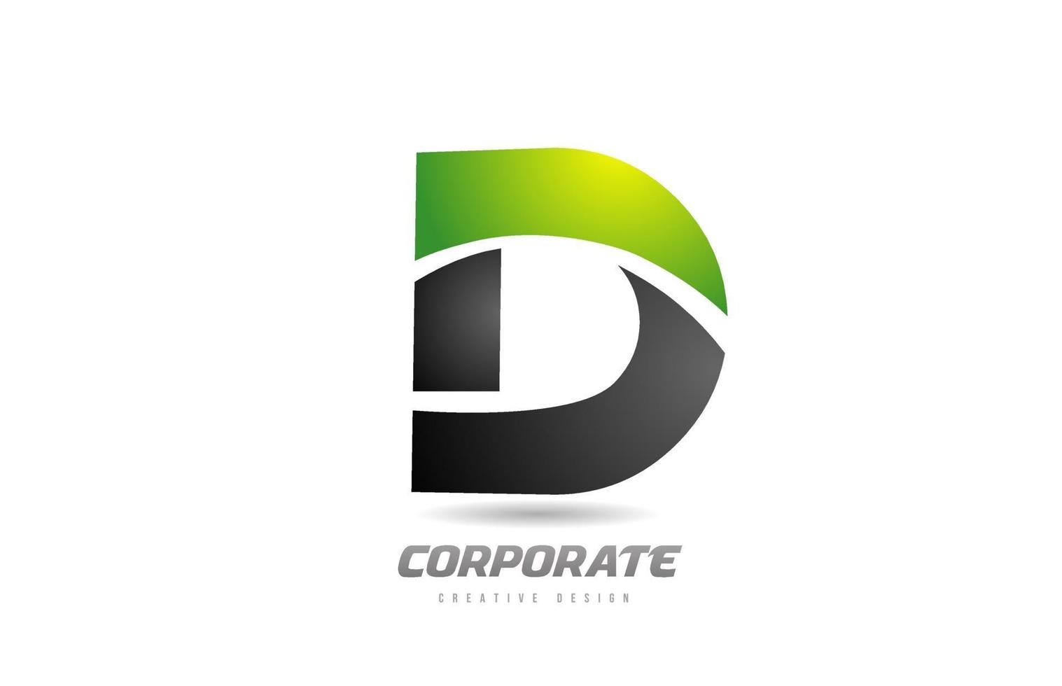 icône de conception de l'alphabet lettre d logo vert noir pour les entreprises vecteur