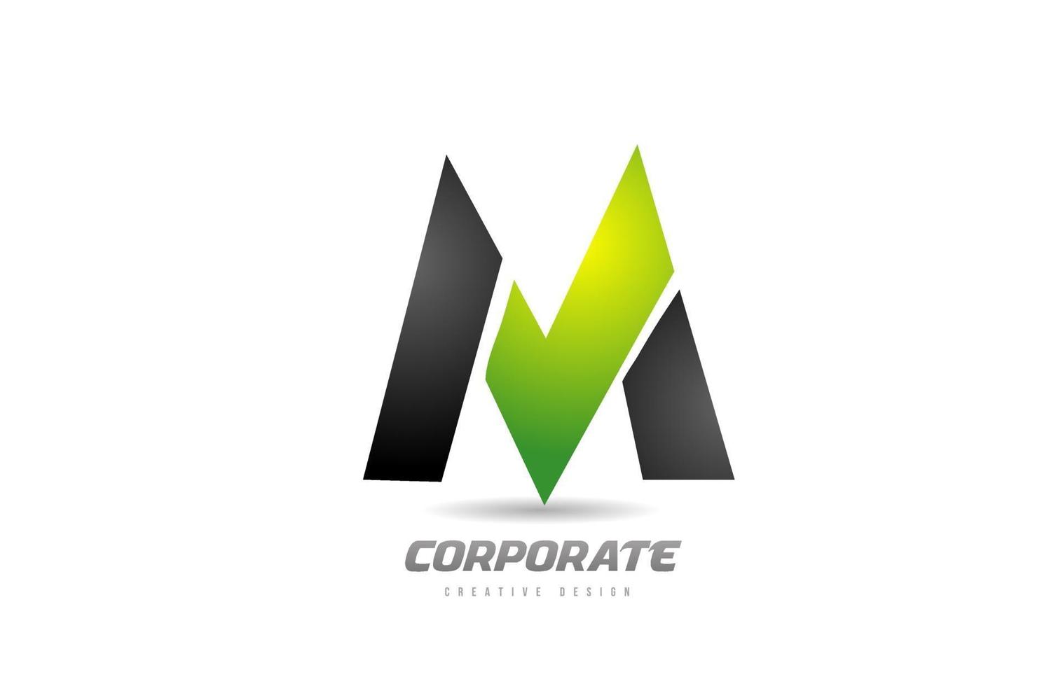 noir vert logo lettre m alphabet design icône pour les entreprises vecteur