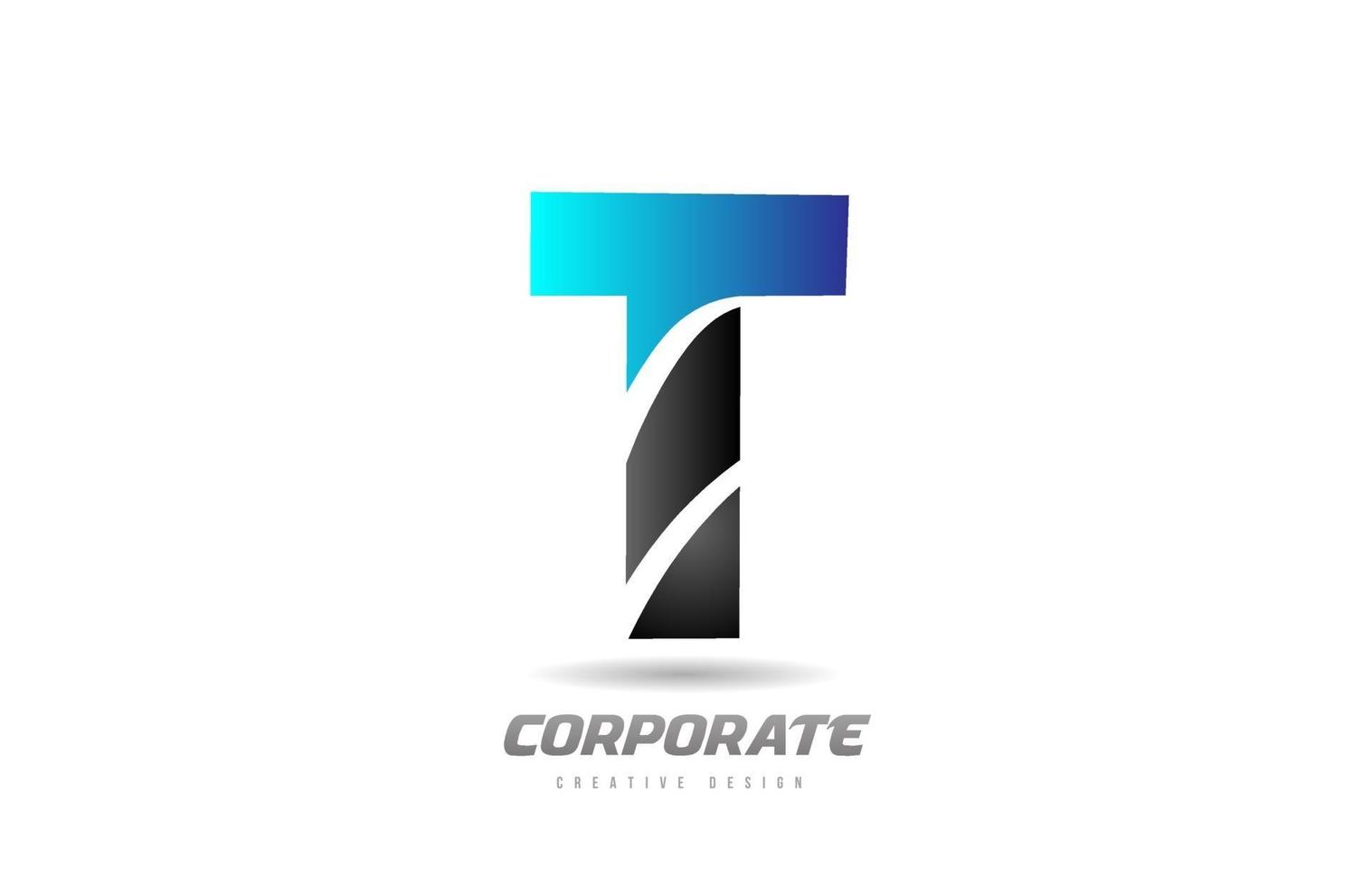 bleu noir alphabet lettre t logo icône design pour les entreprises vecteur
