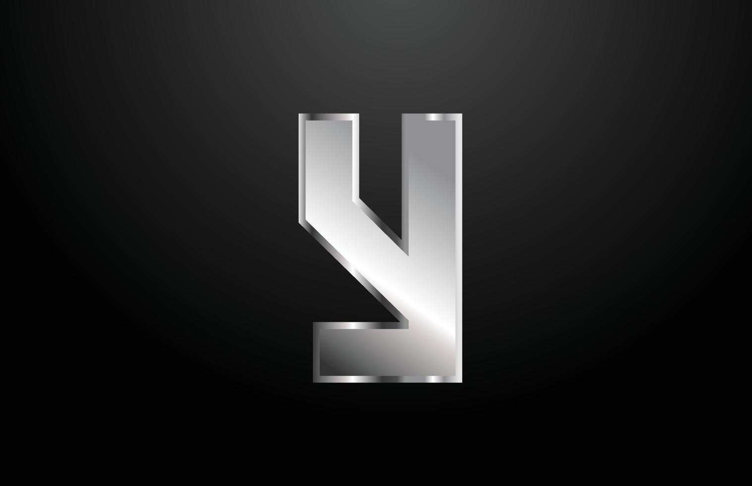 modèle de conception d'icône de logo lettre y de l'alphabet en métal argenté vecteur