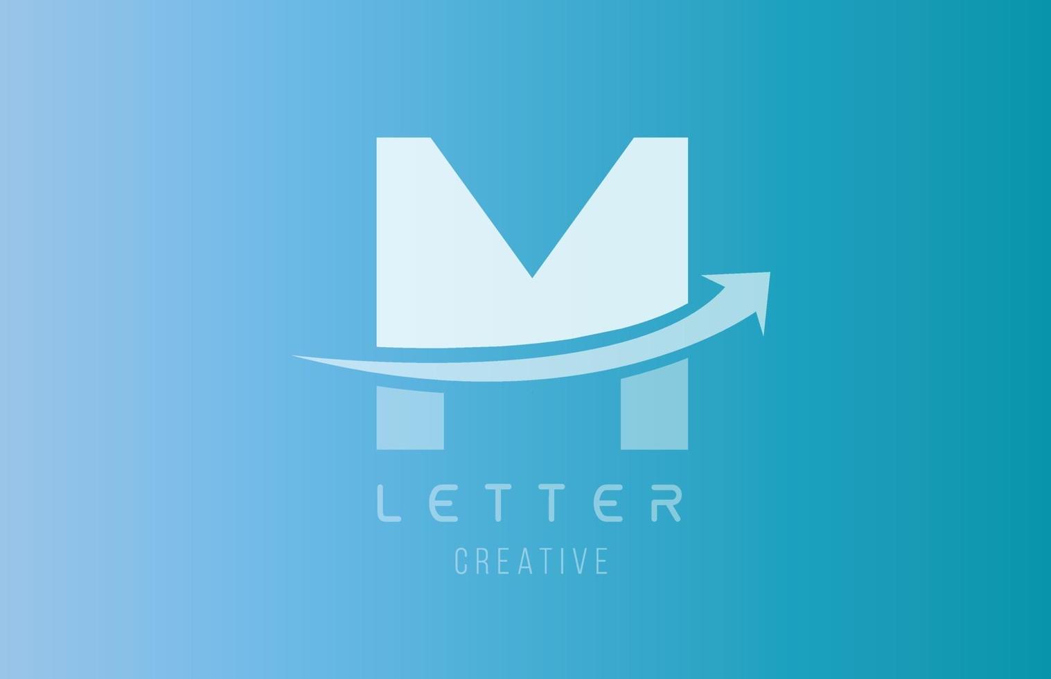 logo de lettre de l'alphabet m en couleur bleu blanc pour le modèle de conception d'icône vecteur