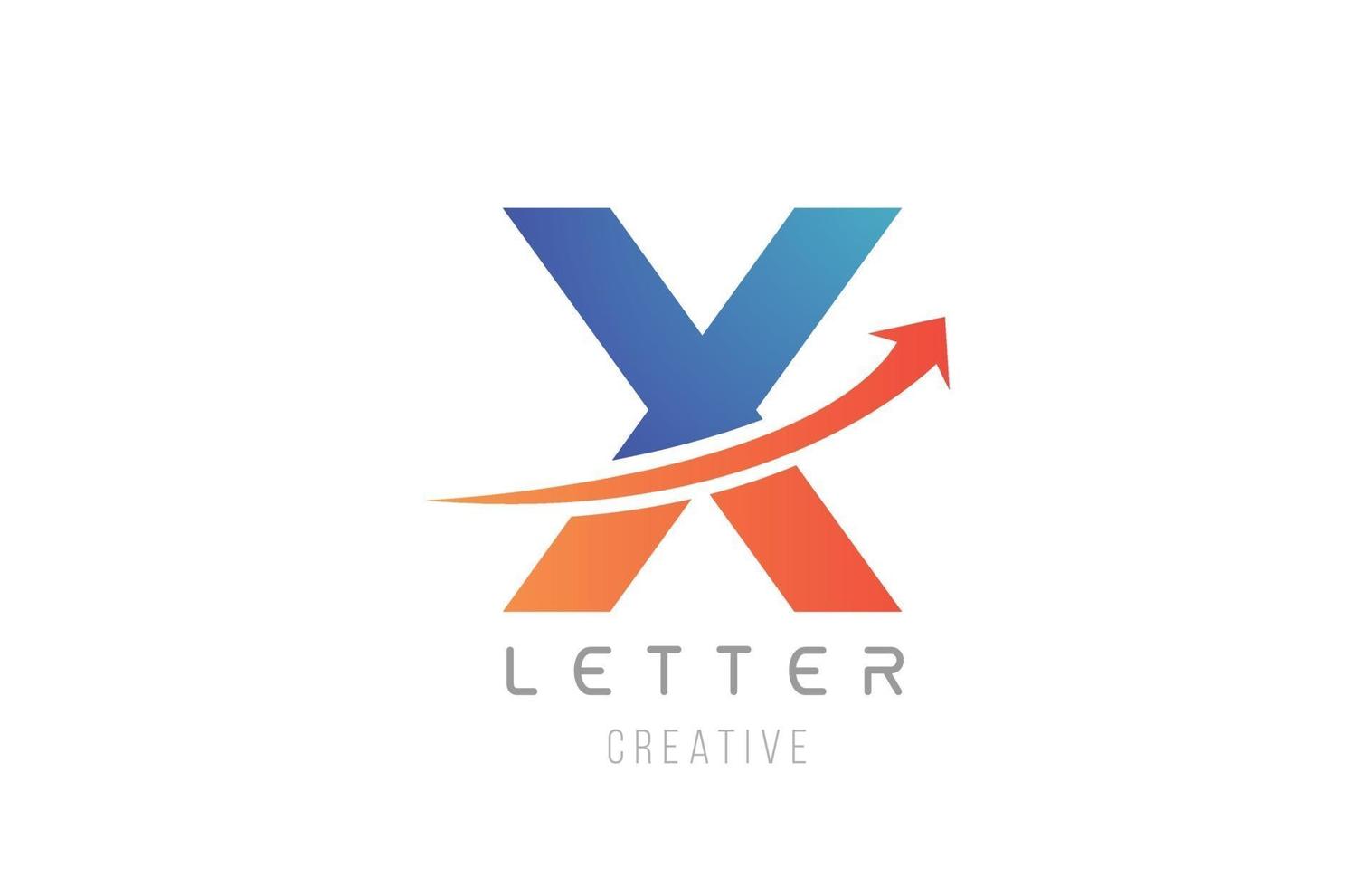 conception d'icône alphabet bleu orange x lettre pour modèle d'entreprise vecteur