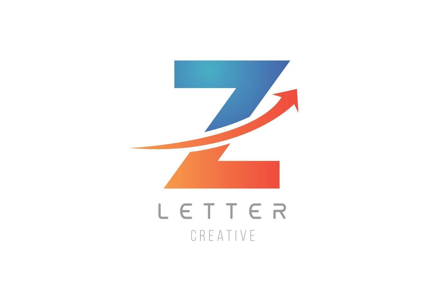 conception d'icône d'alphabet de lettre z orange bleu pour le modèle d'entreprise vecteur