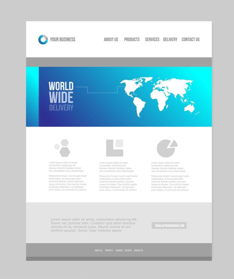 mise en page du modèle de page de conception de site Web d'entreprise de finance bleue vecteur