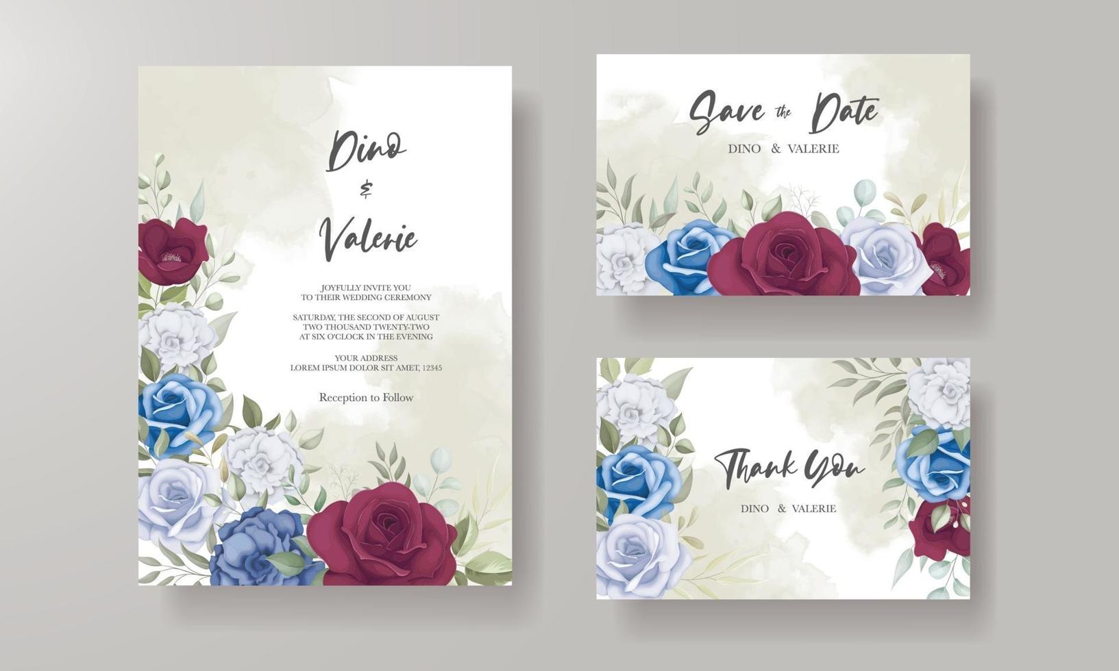 carte d'invitation de mariage élégante avec des ornements roses vecteur