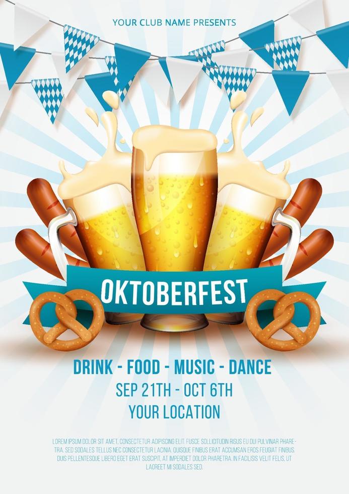 modèle d'affiche de fête oktoberfest. illustration vectorielle vecteur