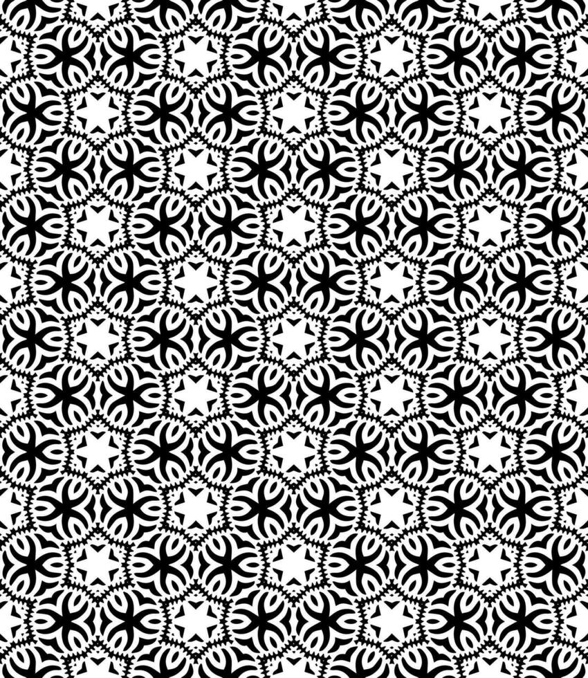 motif abstrait sans couture noir et blanc. arrière-plan et toile de fond. conception ornementale en niveaux de gris. vecteur