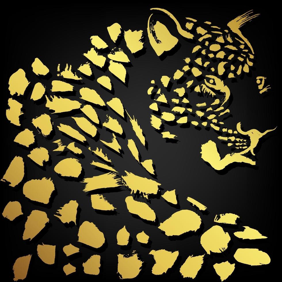léopard de bordure dorée sur fond noir vecteur