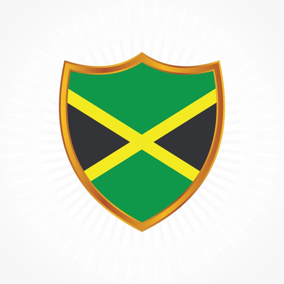 vecteur de drapeau jamaïque avec cadre de bouclier