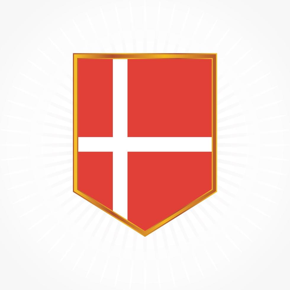 vecteur de drapeau du danemark avec cadre de bouclier