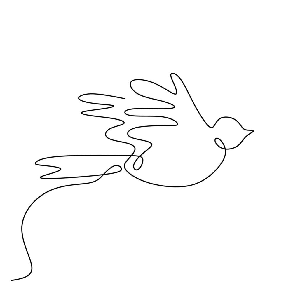 dessin continu d'une ligne d'oiseau hirondelle volant minimalisme vecteur