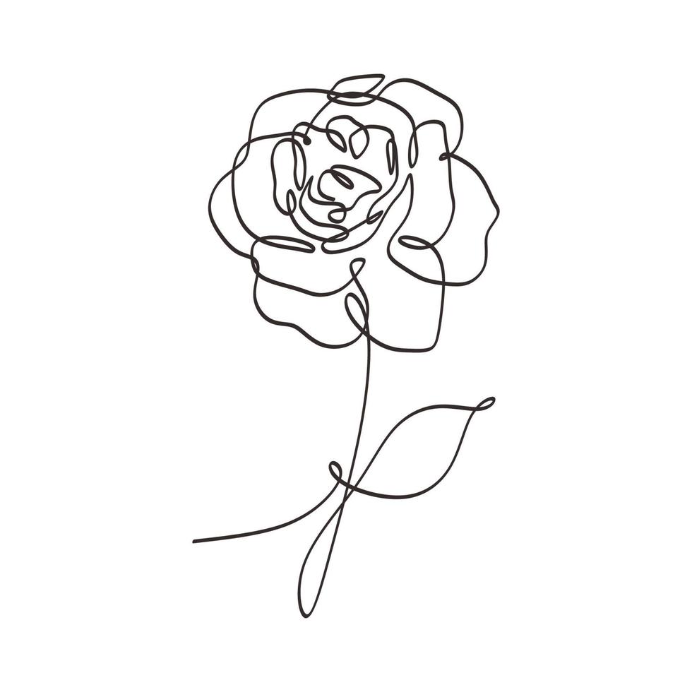 fleur continue une ligne art dessin vecteur beauté rose