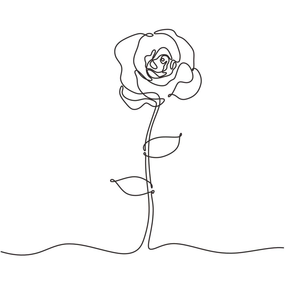 rose un dessin au trait fleur beauté minimalisme dessiné à la main vecteur