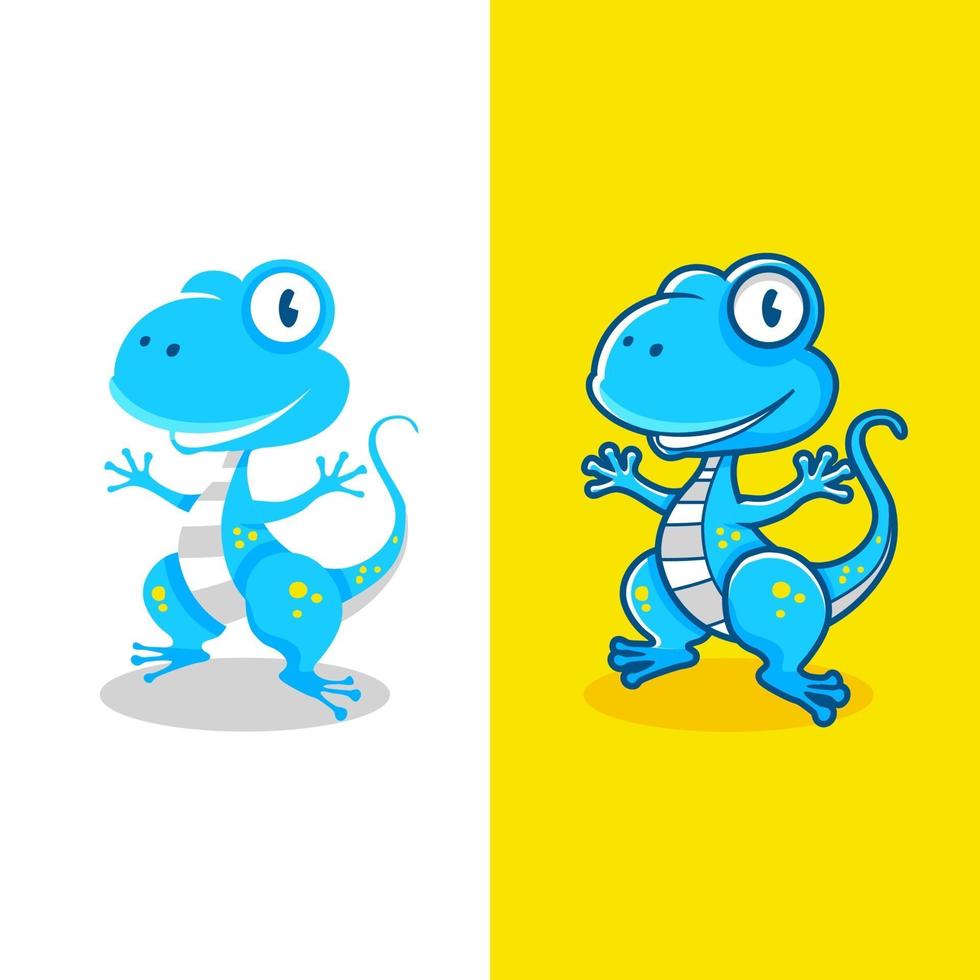 conception de deux tipes différents de dessin animé gecko bleu vecteur