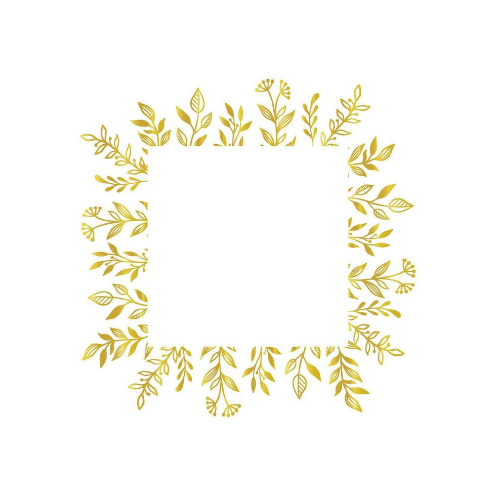 or floral carré frontière. vecteur d'or floral feuille couronne frontière. mariage carré Cadre conception. main tiré rustique fleurir élégant rectangle Cadre. vecteur illustration