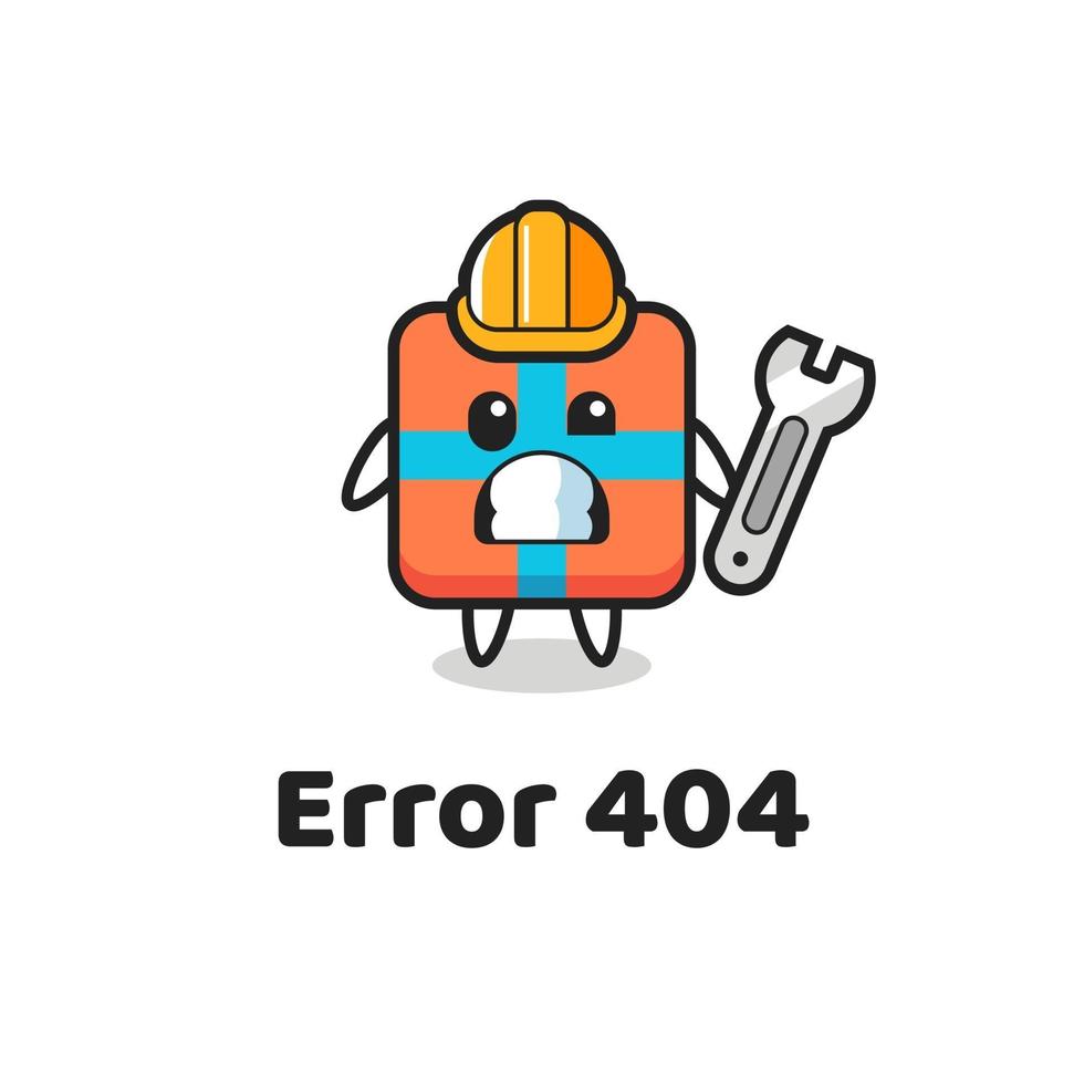 erreur 404 avec la mascotte de la jolie boîte cadeau vecteur