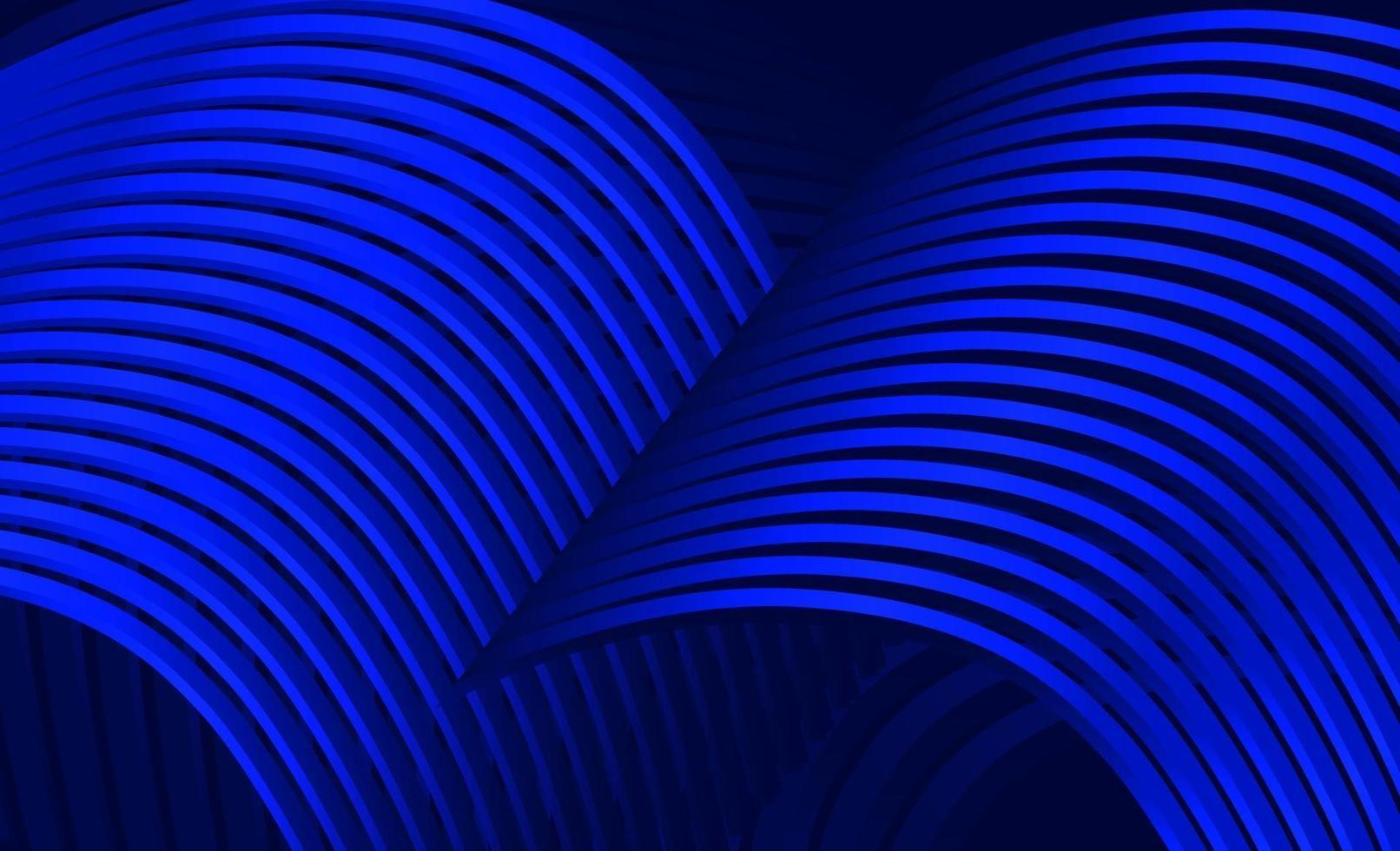 3d abstrait avec des lignes courbes en forme de toit bleu foncé vecteur