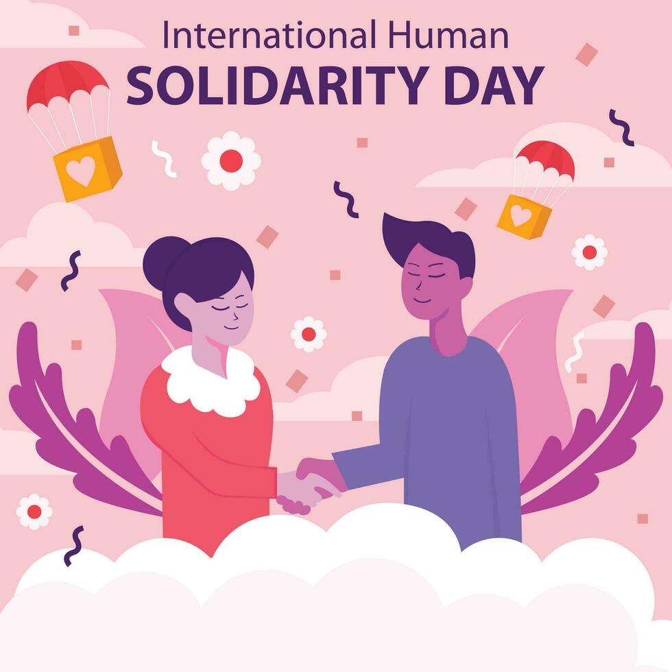 illustration vecteur graphique de Hommes et femmes secouer mains avec chaque autre, parfait pour international jour, Humain solidarité jour, célébrer, salutation carte, etc.