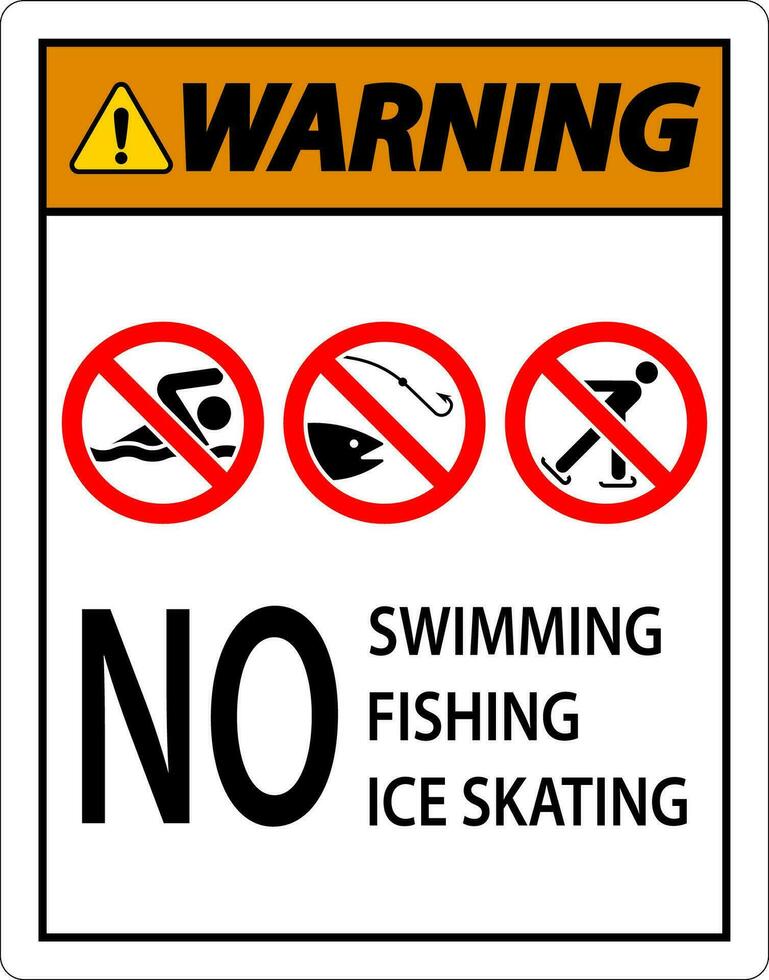interdiction signe avertissement - non natation, pêche, la glace patinage vecteur