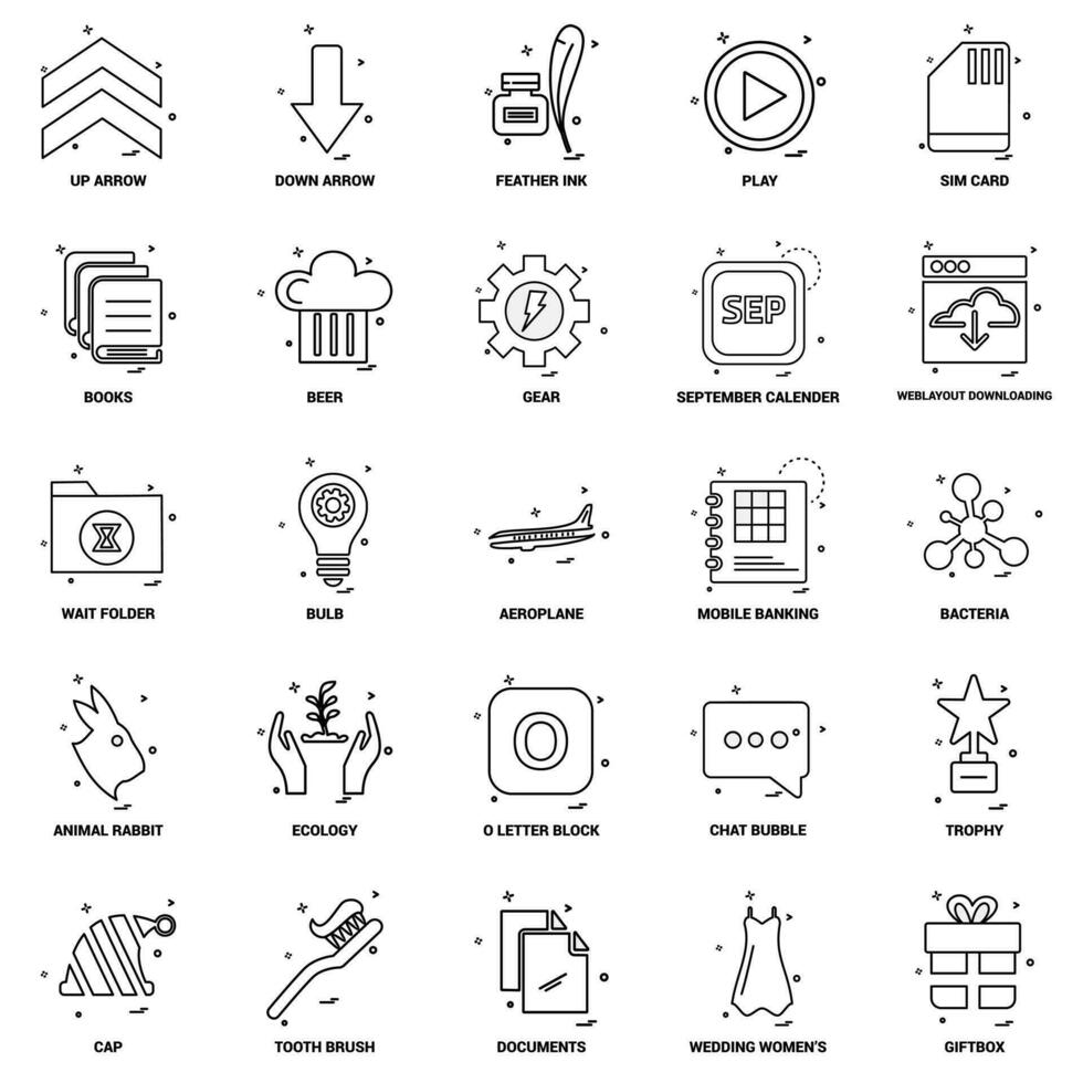 25 jeu d'icônes de ligne de mélange de concept d'entreprise vecteur