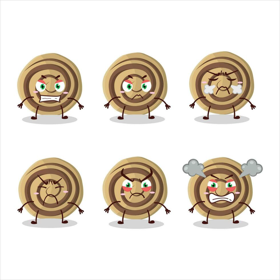 biscuits spirale dessin animé personnage avec divers en colère expressions vecteur