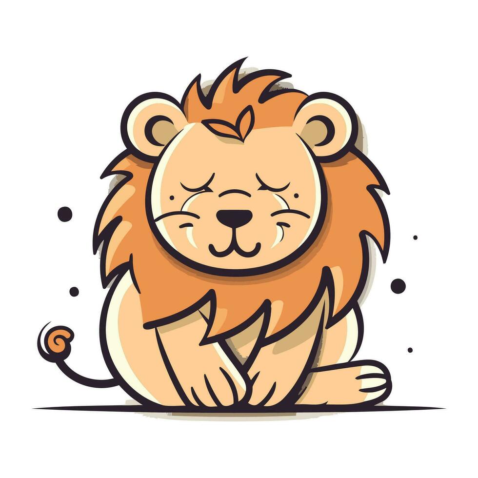 mignonne dessin animé lion. vecteur illustration. isolé sur blanc Contexte.