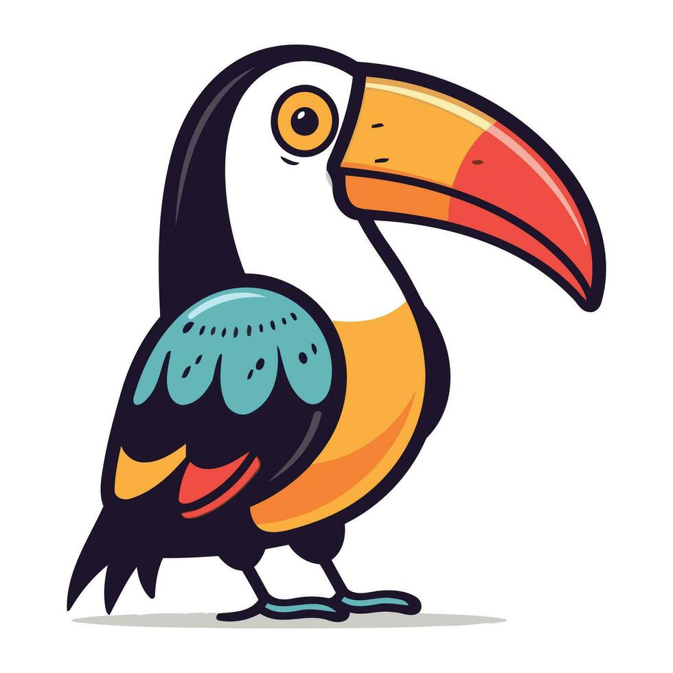 toucan oiseau dessin animé vecteur illustration isolé sur une blanc Contexte.