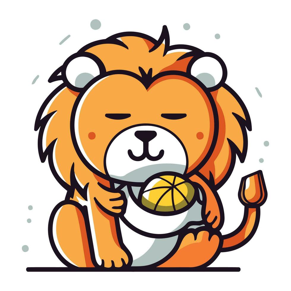 mignonne dessin animé Lion en jouant basket-ball. vecteur illustration pour votre conception.