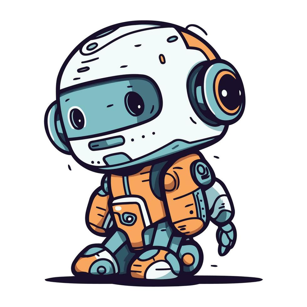 mignonne dessin animé robot. vecteur illustration de une mignonne peu robot.