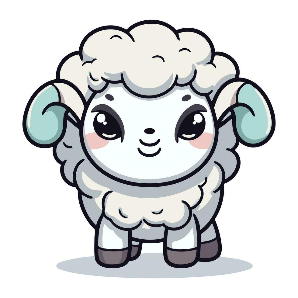 mignonne mouton dessin animé mascotte personnage. vecteur illustration.