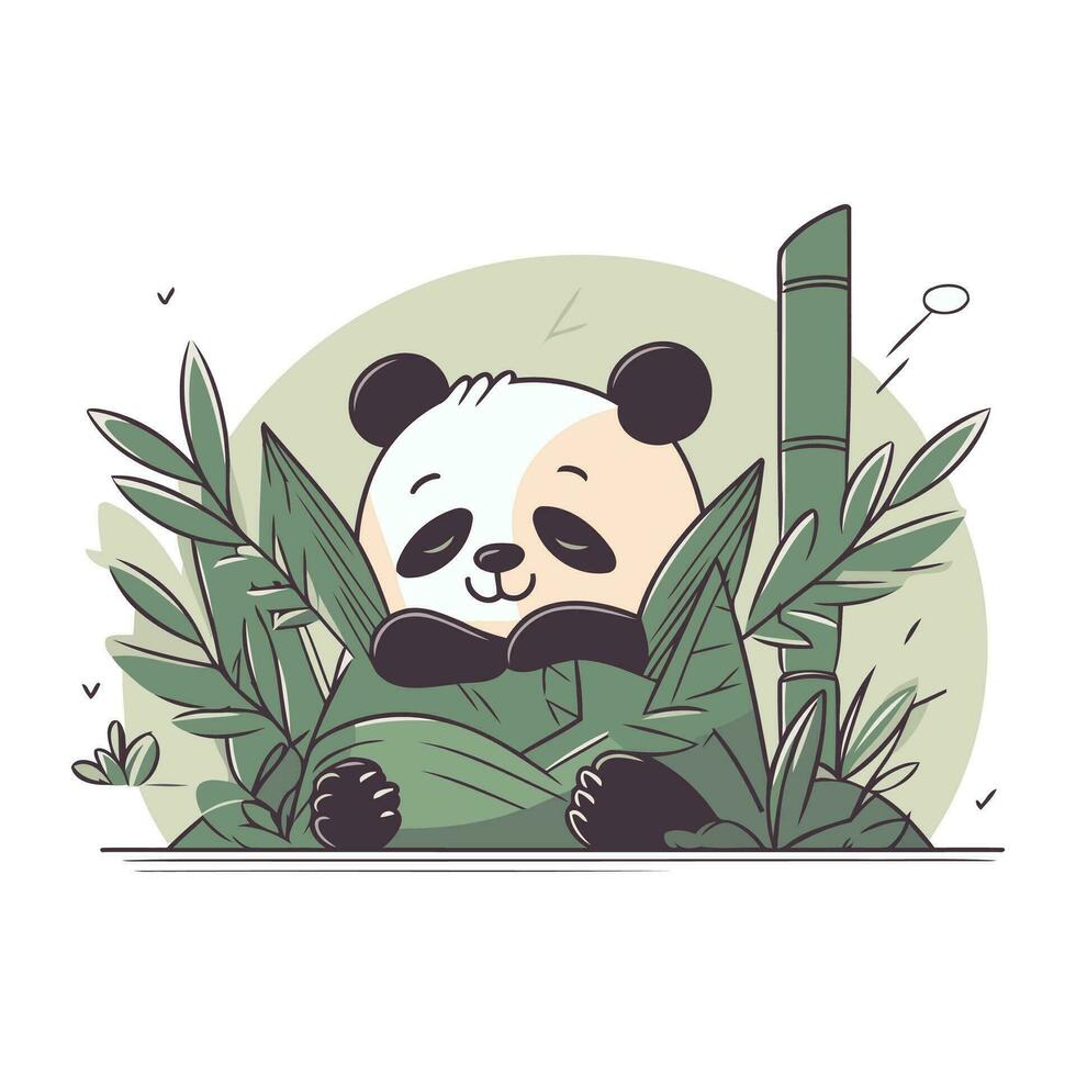 mignonne Panda dans le jungle. vecteur illustration dans dessin animé style.