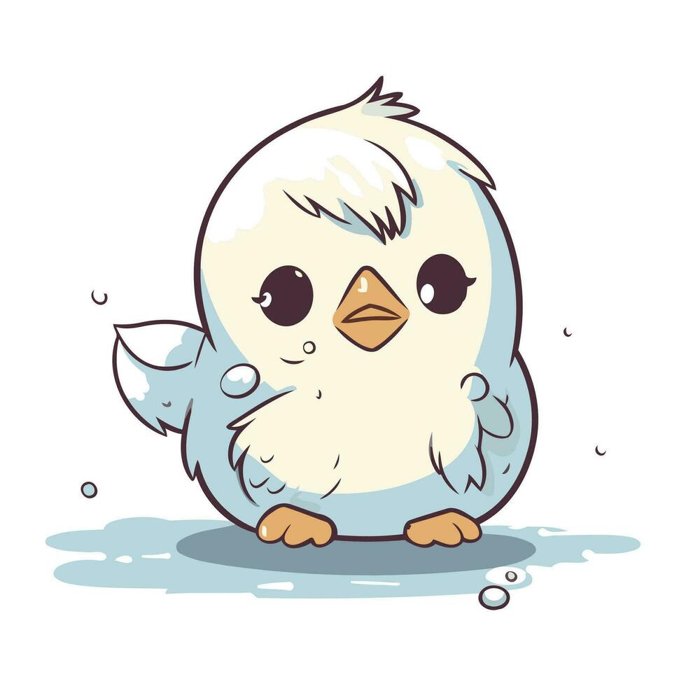 illustration de une mignonne peu oiseau dans dessin animé style sur blanc Contexte vecteur