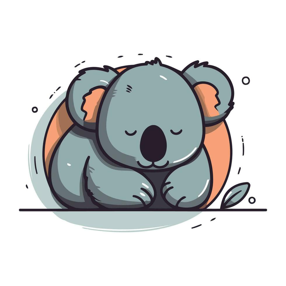 mignonne koala en train de dormir sur le sol. vecteur dessin animé illustration.