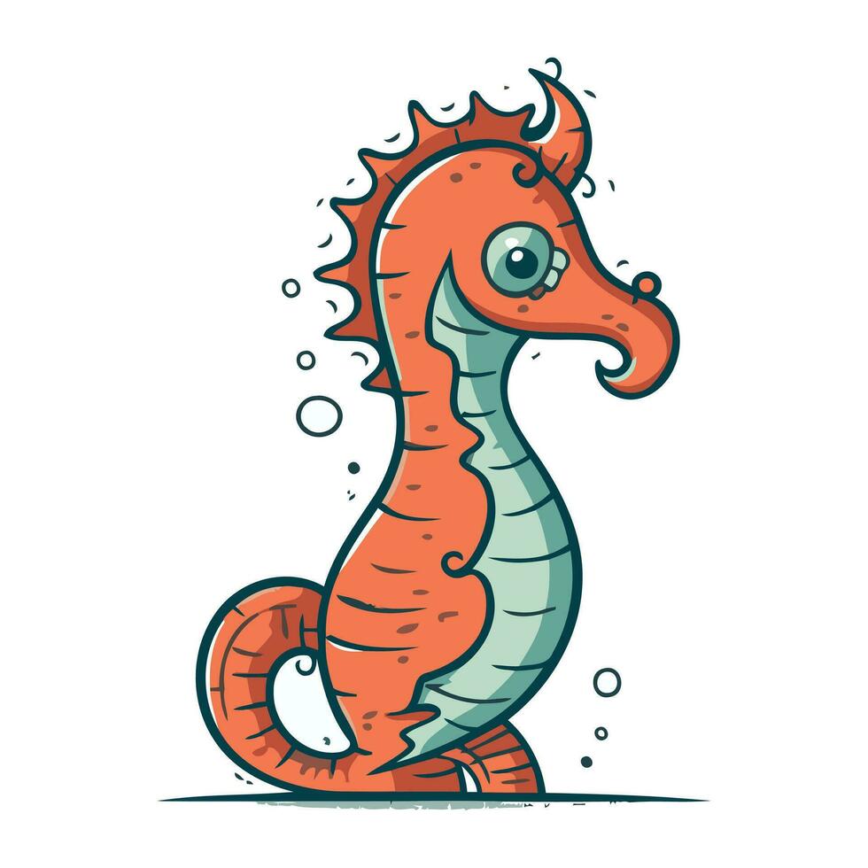 dessin animé hippocampe. mignonne mer animal. vecteur illustration.