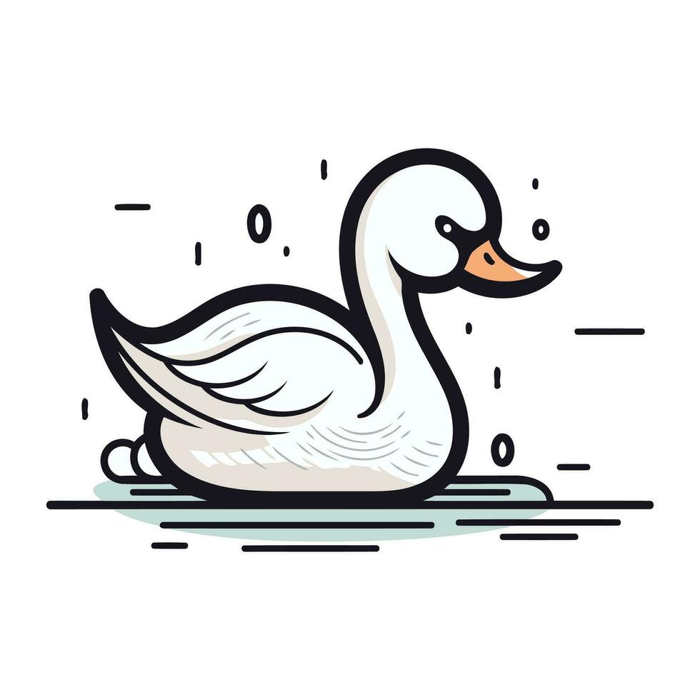 vecteur illustration de une blanc cygne sur une blanc Contexte. dessin animé style.